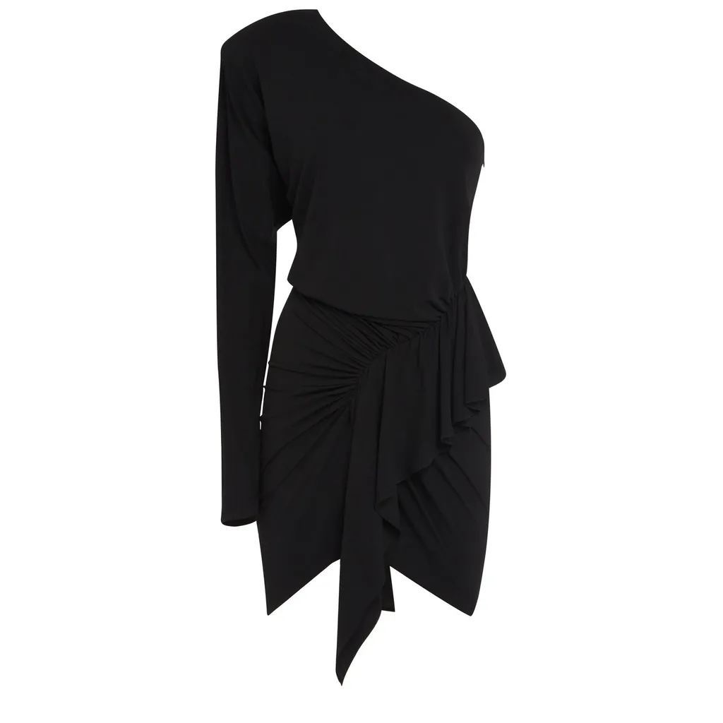 Ruched Detail One Shoulder Mini Dress