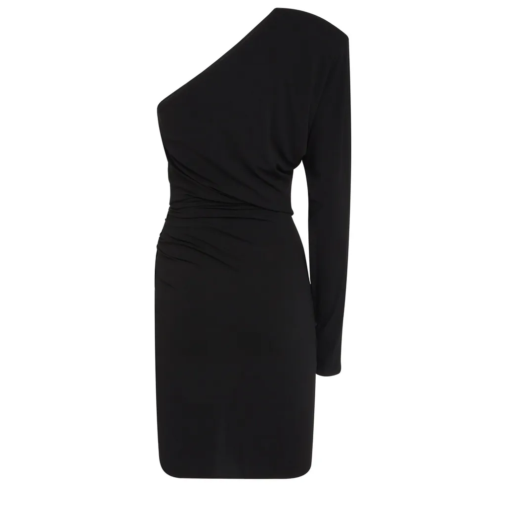 Ruched Detail One Shoulder Mini Dress
