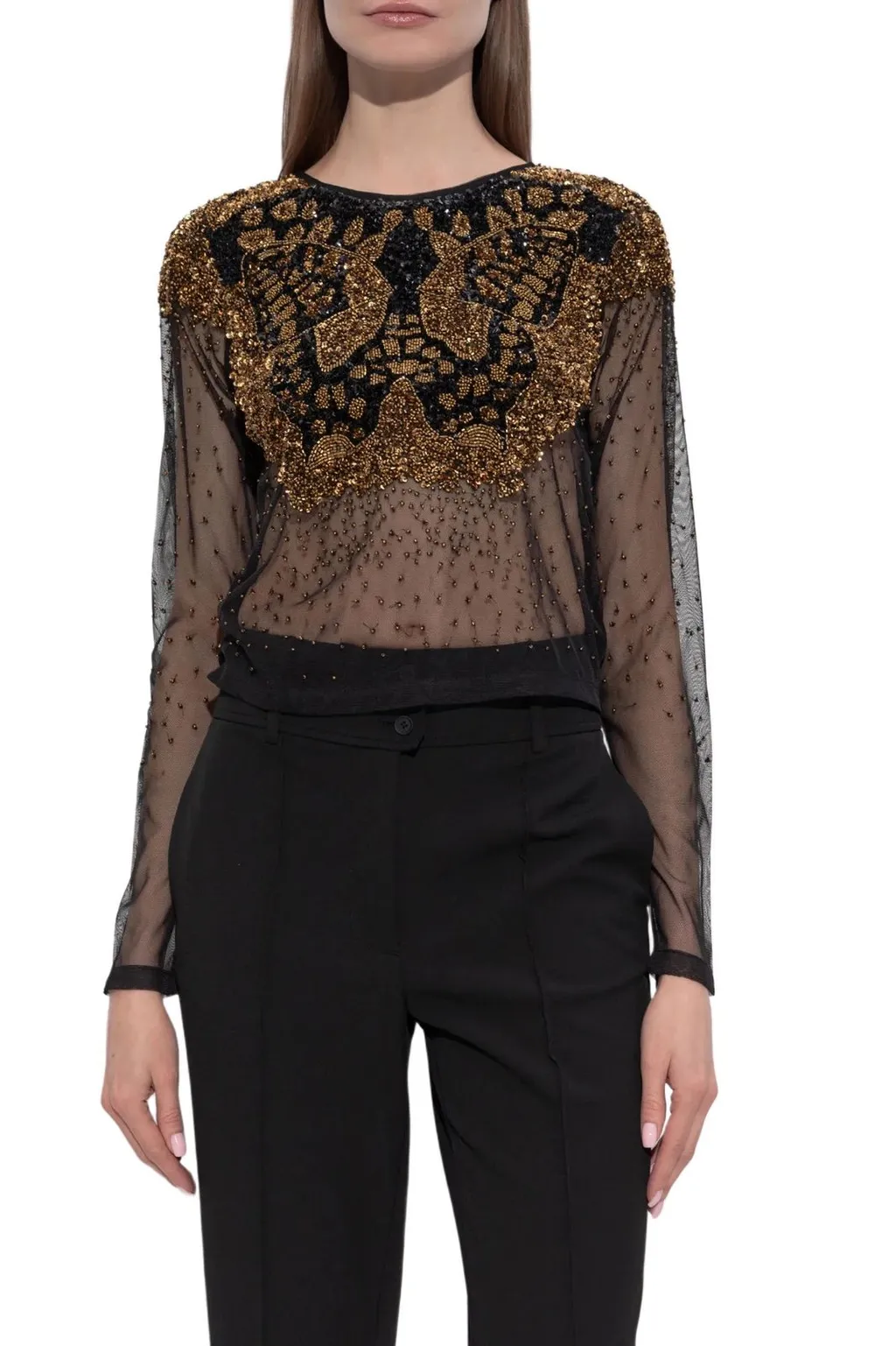 Greta Embellished Sheer Top