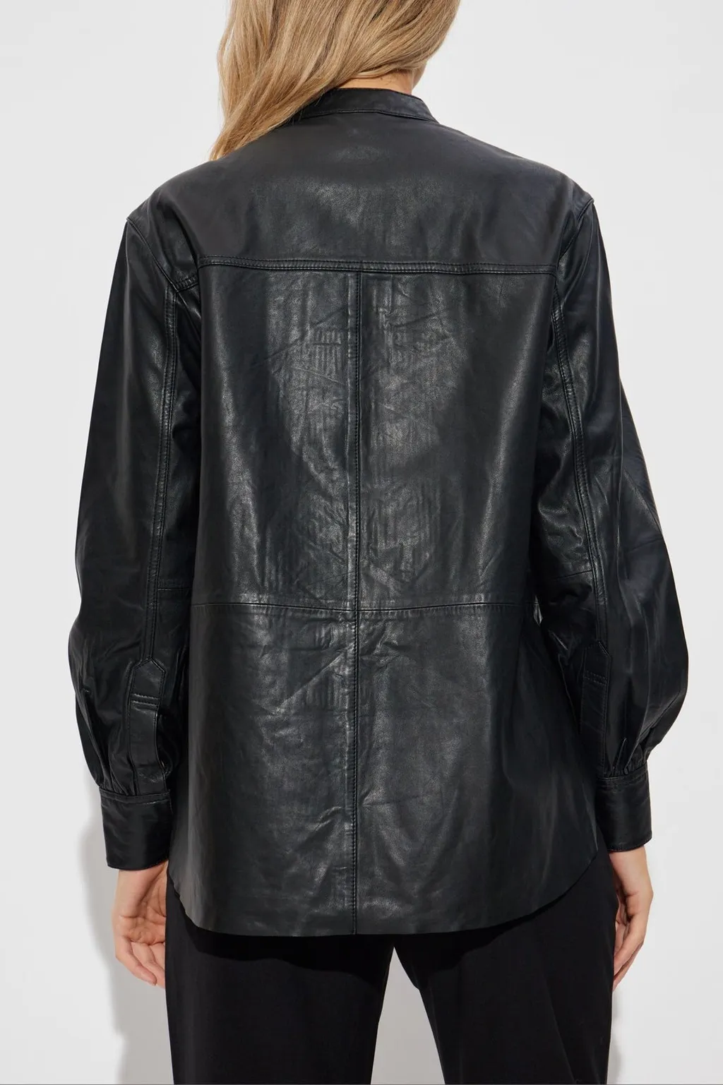 Sara Pleated Leather Shirt