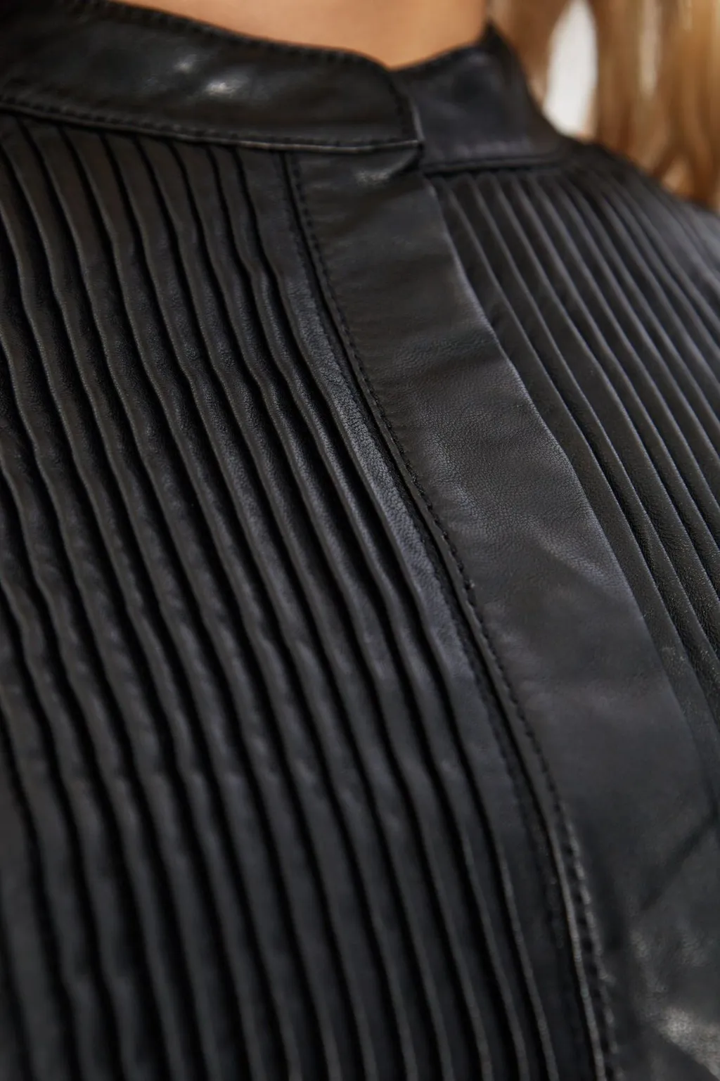 Sara Pleated Leather Shirt