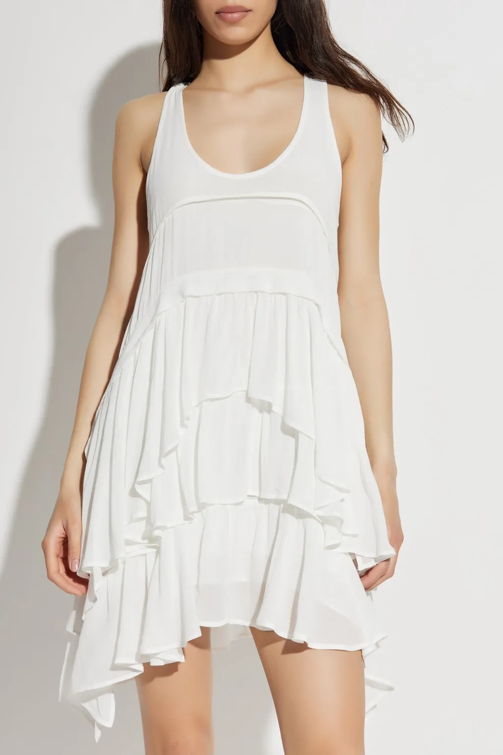 Ruffled Asymmetric Mini Dress