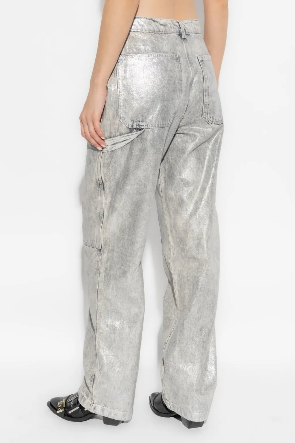 Relaxed Fit Metallic Jeans