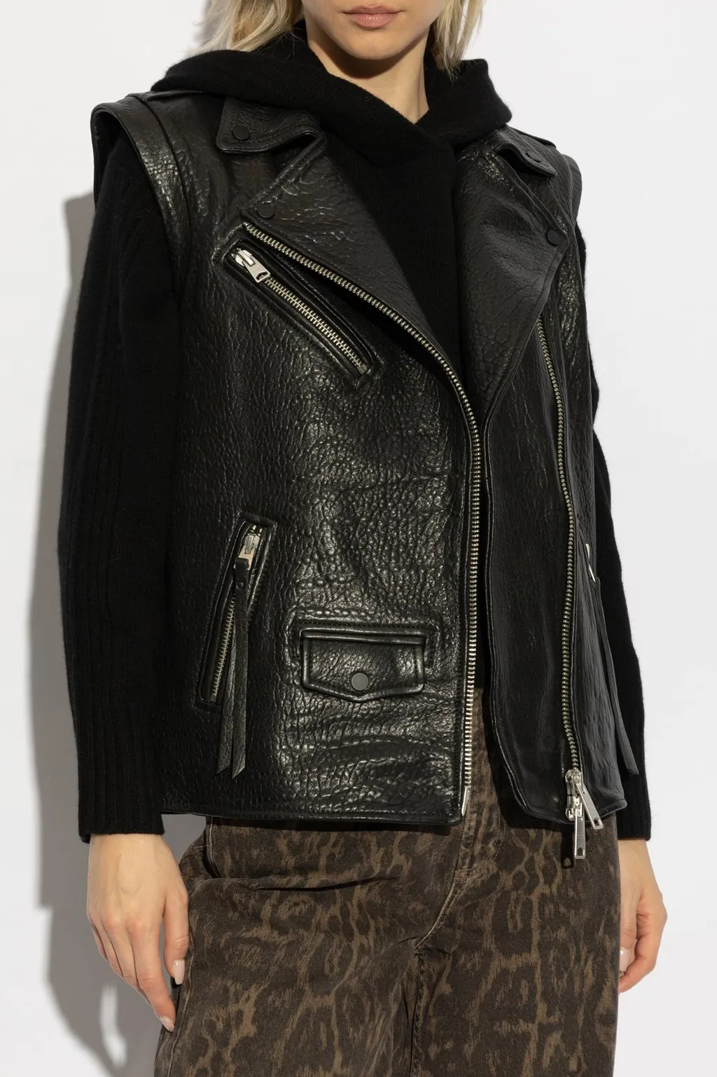 Biker Style Sleeveless Jacket