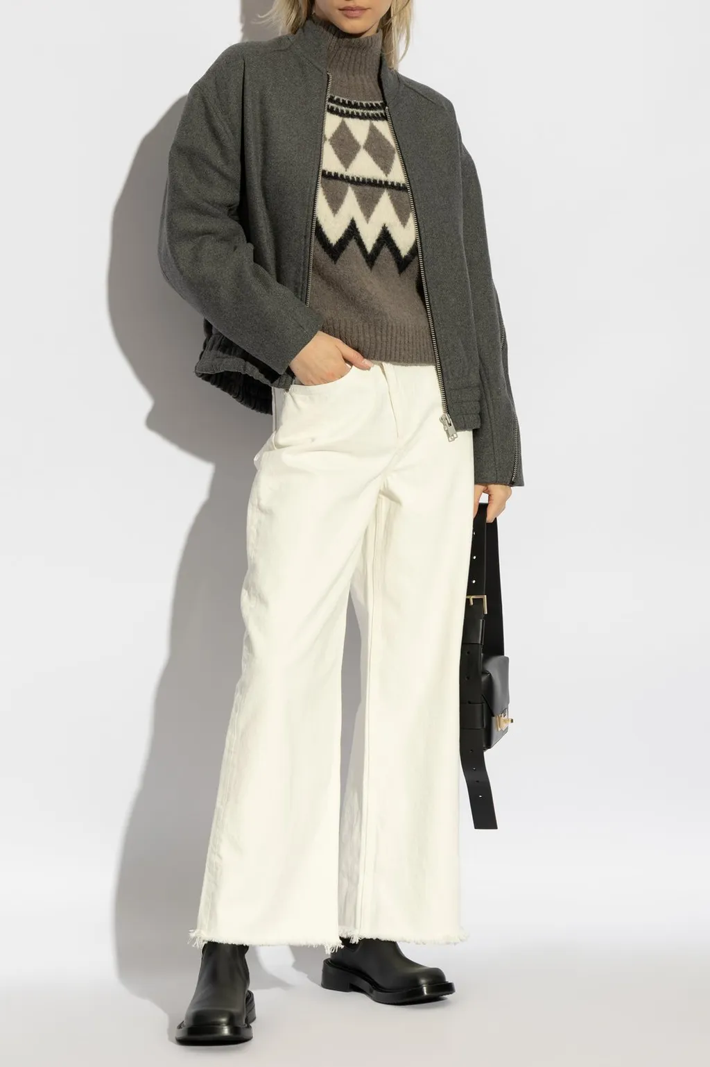 Wide Leg Frayed Hem Jeans