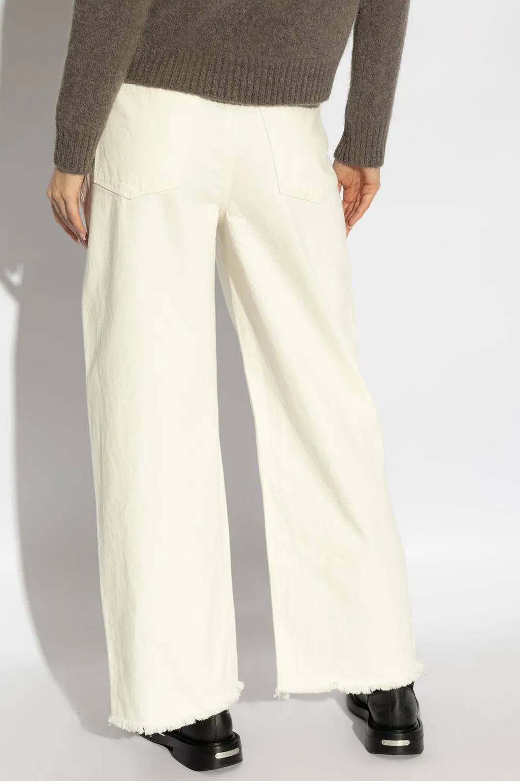 Wide Leg Frayed Hem Jeans