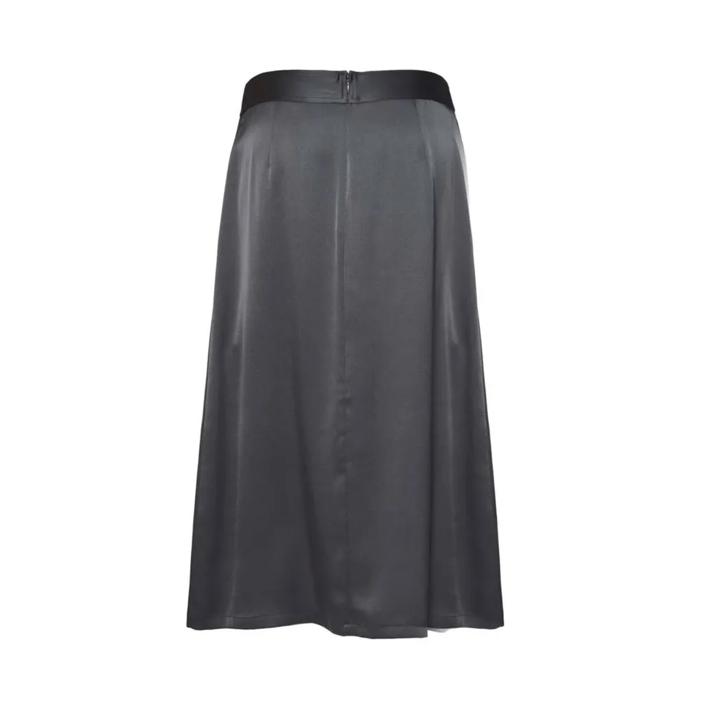 Zipped Pleated Long Skirt