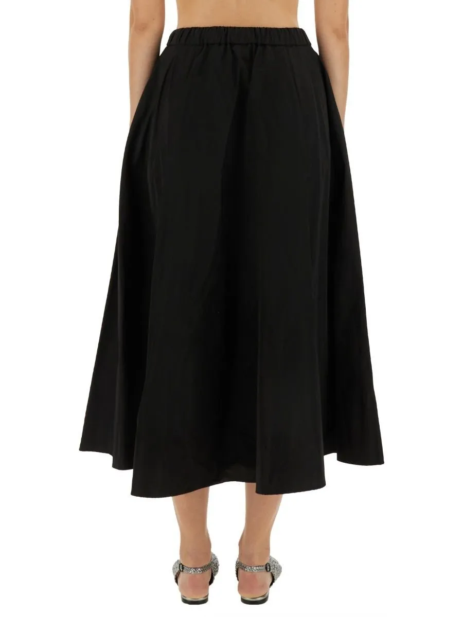 Pleated A-Line Midi Skirt