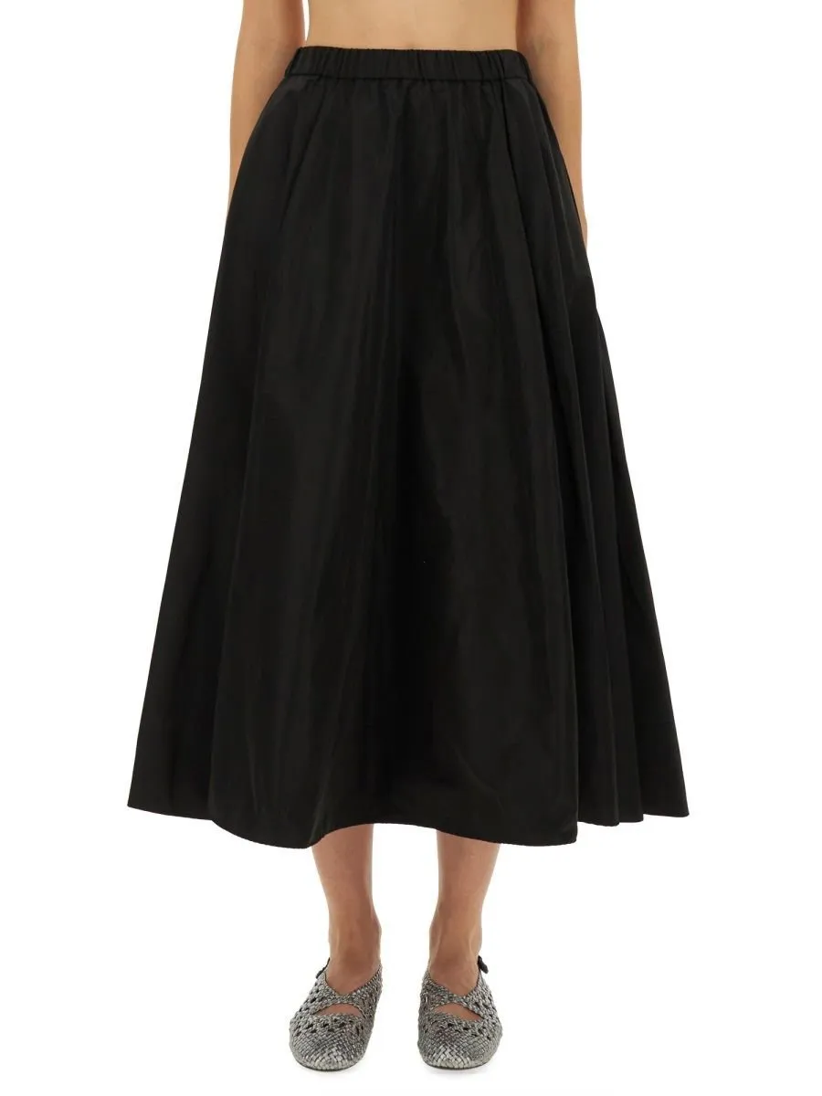 Pleated A-Line Midi Skirt