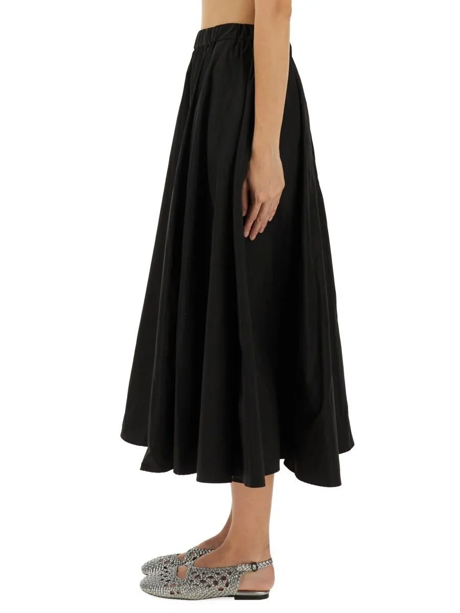 Pleated A-Line Midi Skirt