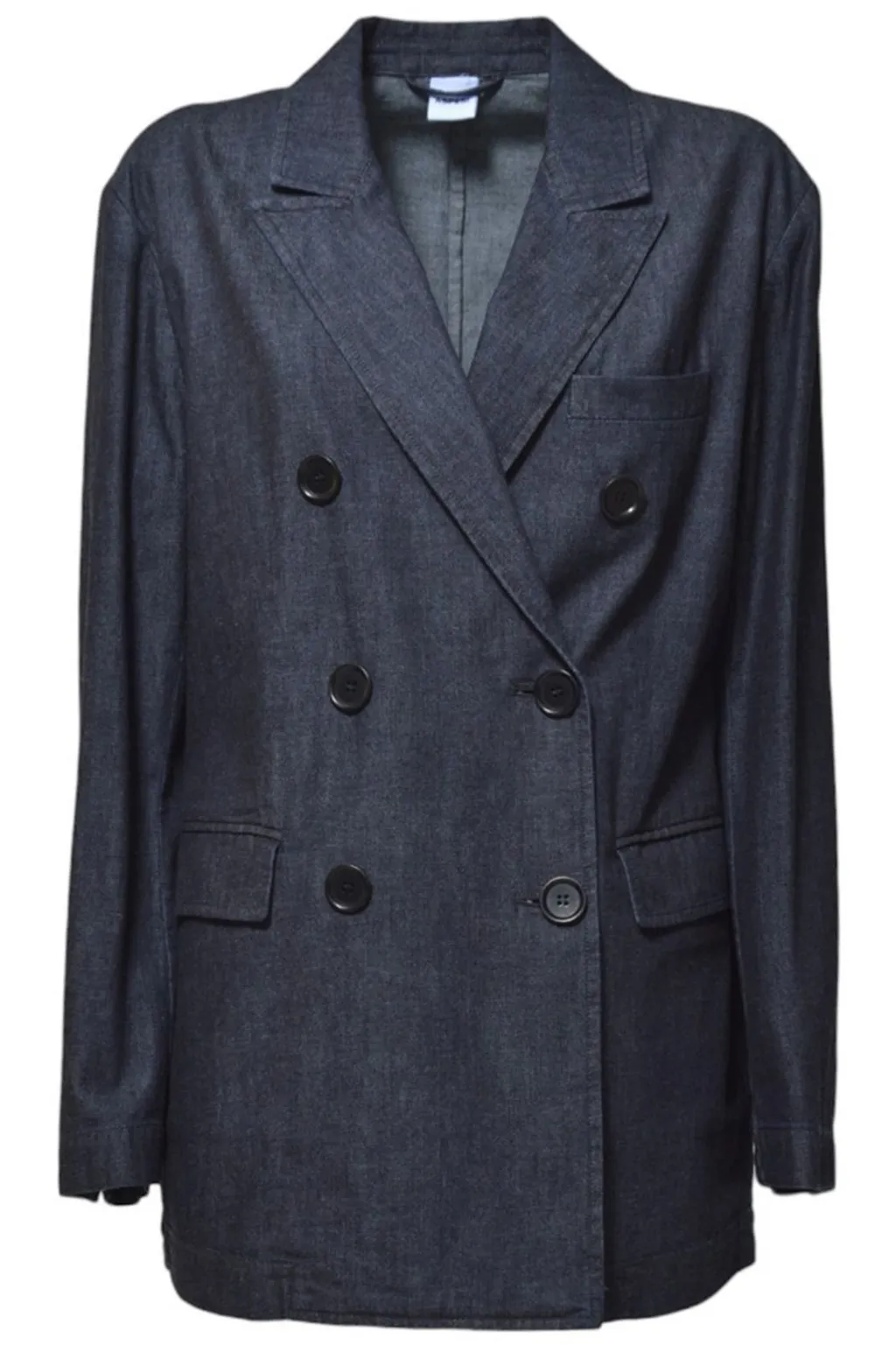 Double-Breasted Long Sleeved Denim Blazer