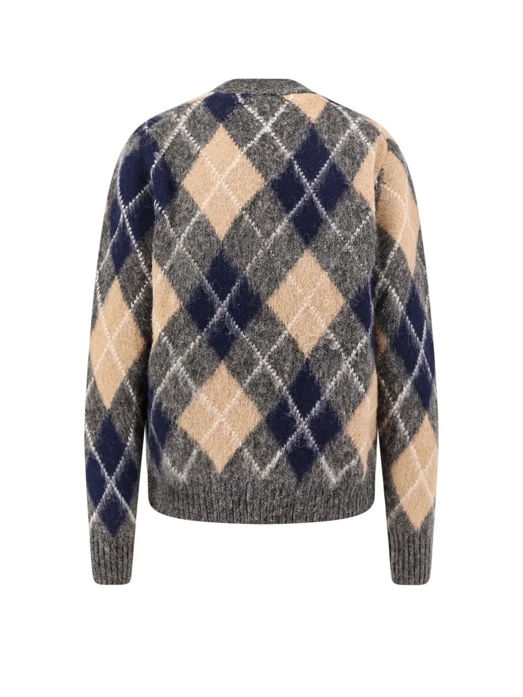 Check-Pattern V-Neck Cardigan