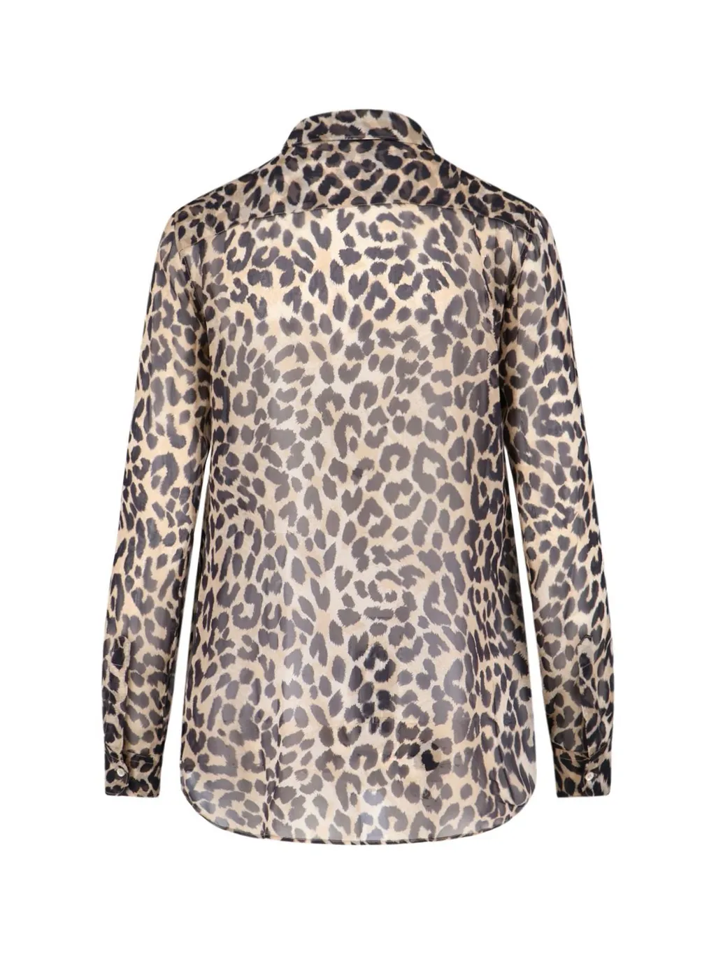 Leopard-Printed Long-Sleeved Button-Up Shirt