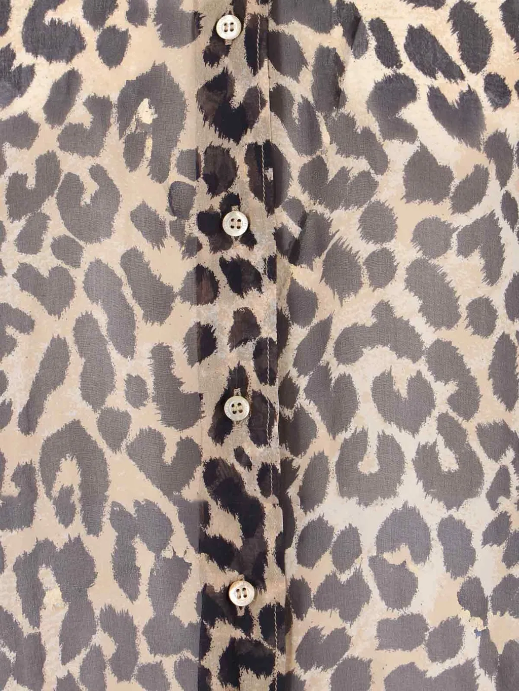 Leopard-Printed Long-Sleeved Button-Up Shirt