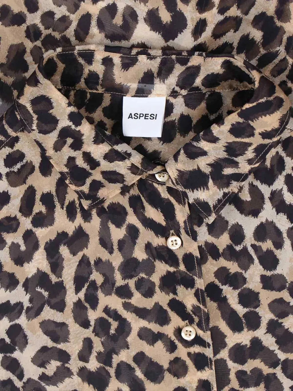 Leopard-Printed Long-Sleeved Button-Up Shirt