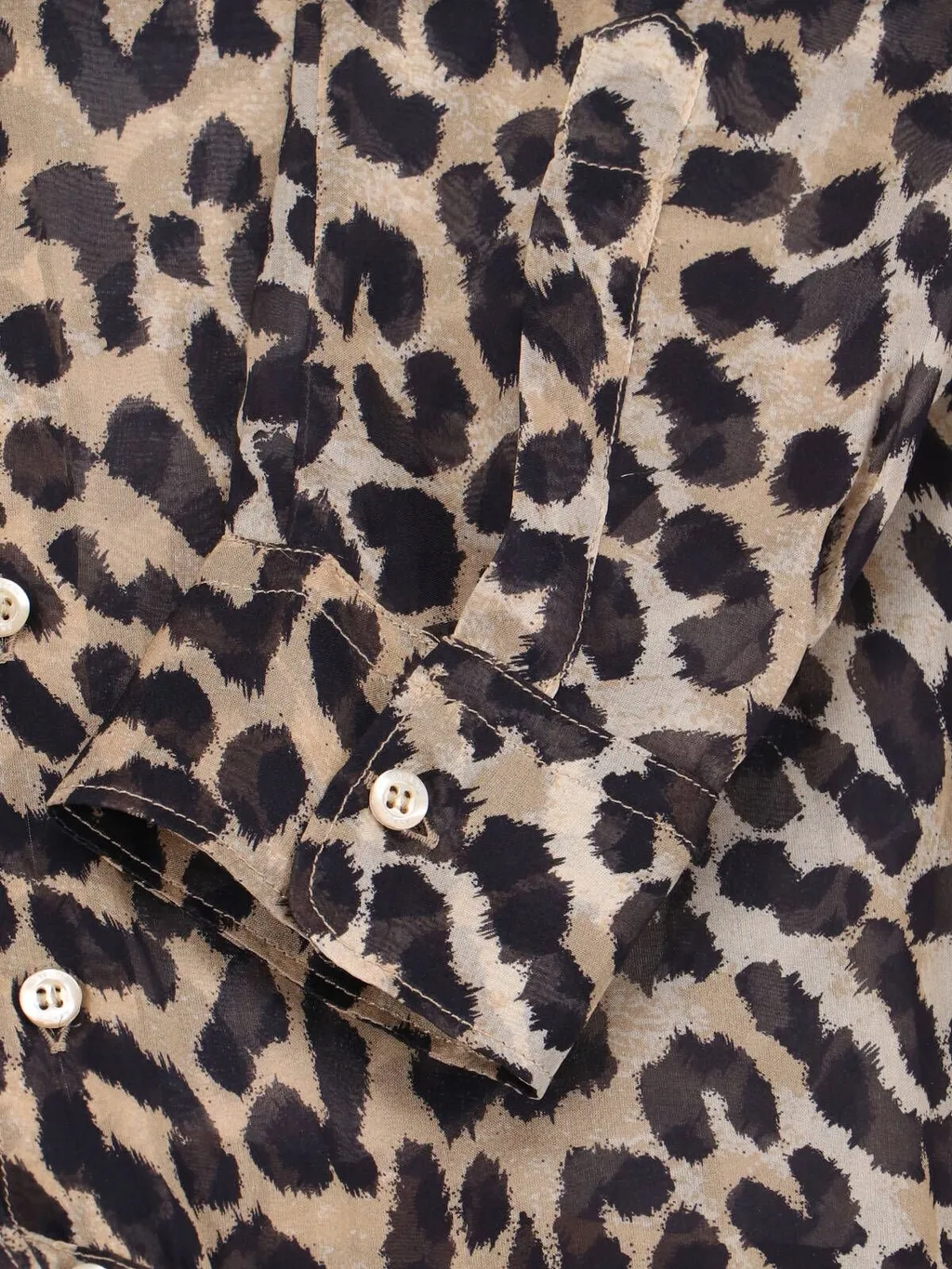 Leopard-Printed Long-Sleeved Button-Up Shirt