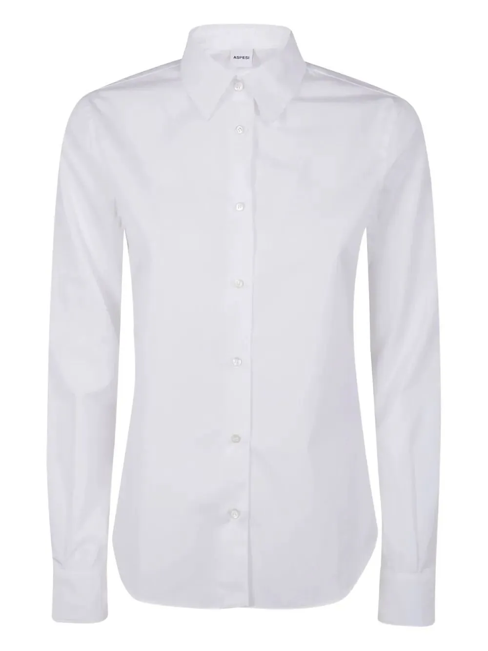 Long-Sleeved Curved Hem Shirt