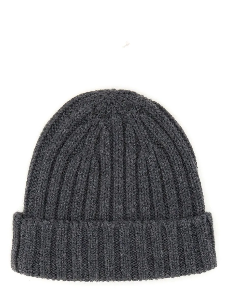 Turn-Up Hem Rib-Knit Beanie