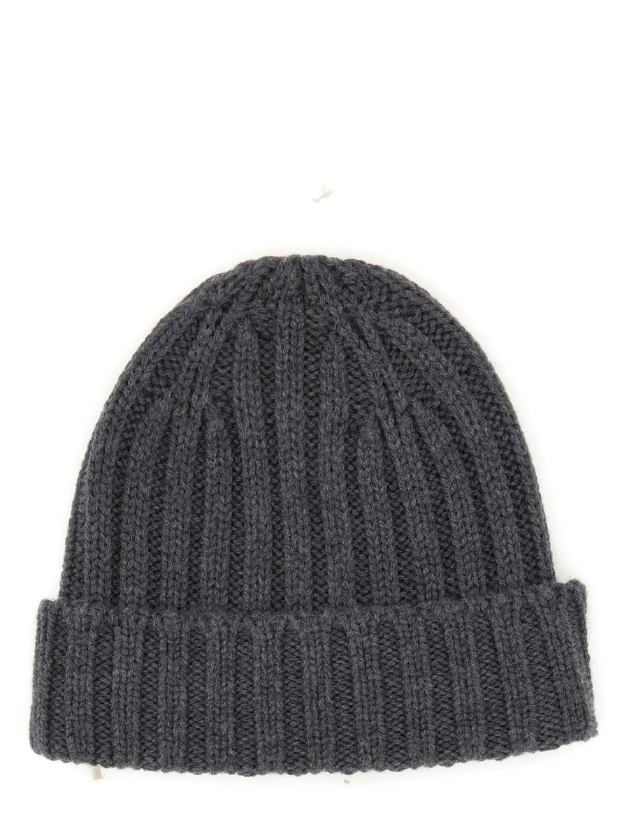 Turn-Up Hem Rib-Knit Beanie