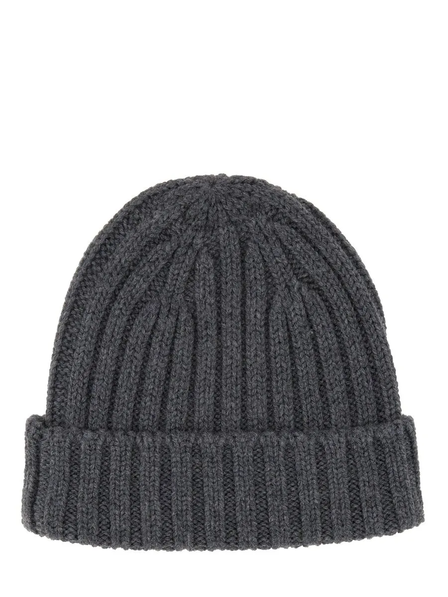 Turn-Up Hem Rib-Knit Beanie
