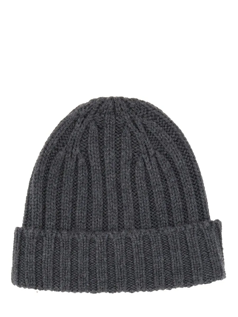 Turn-Up Hem Rib-Knit Beanie