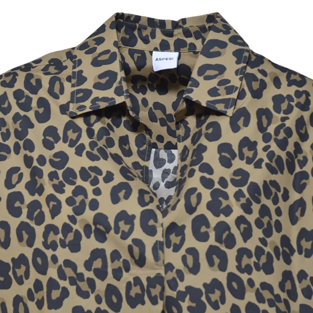 Leopard Printed Long Sleeved Shirt