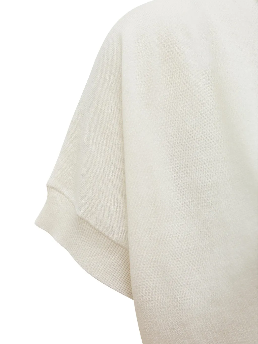 Split Neck Fine-Knit T-Shirt