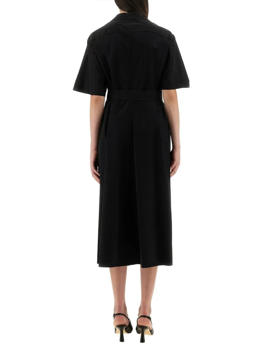 V-Neck Belted Dress