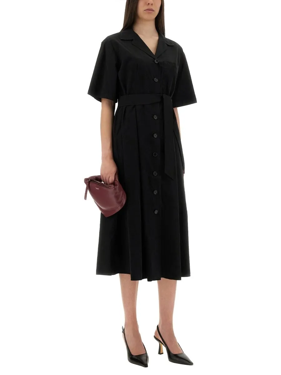 V-Neck Belted Dress