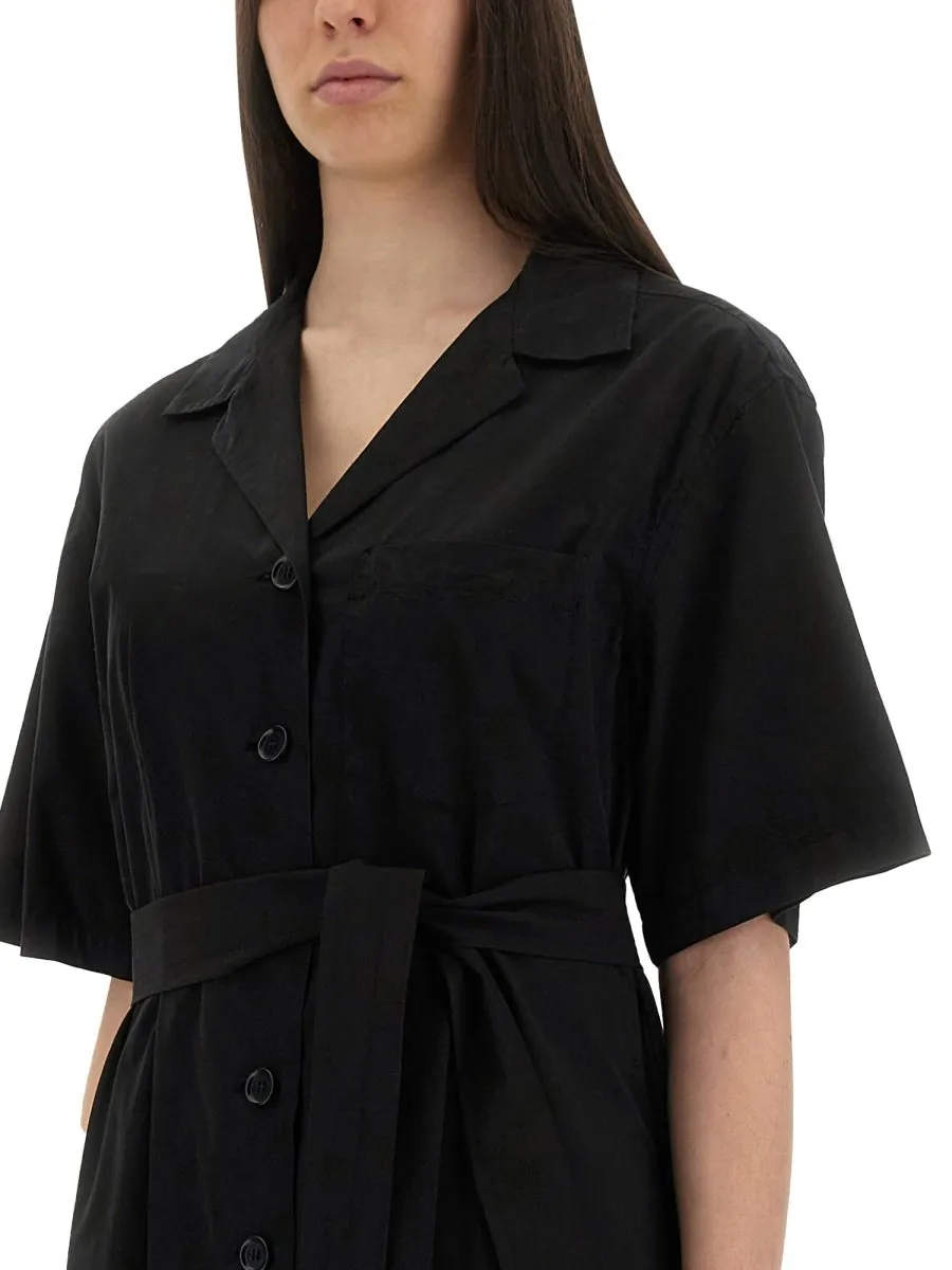 V-Neck Belted Dress