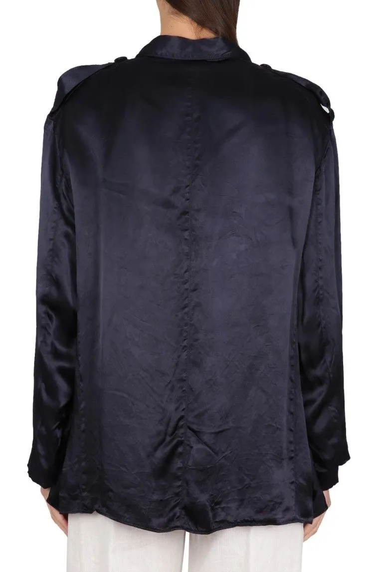 High-Shine Finish Single-Breasted Blazer