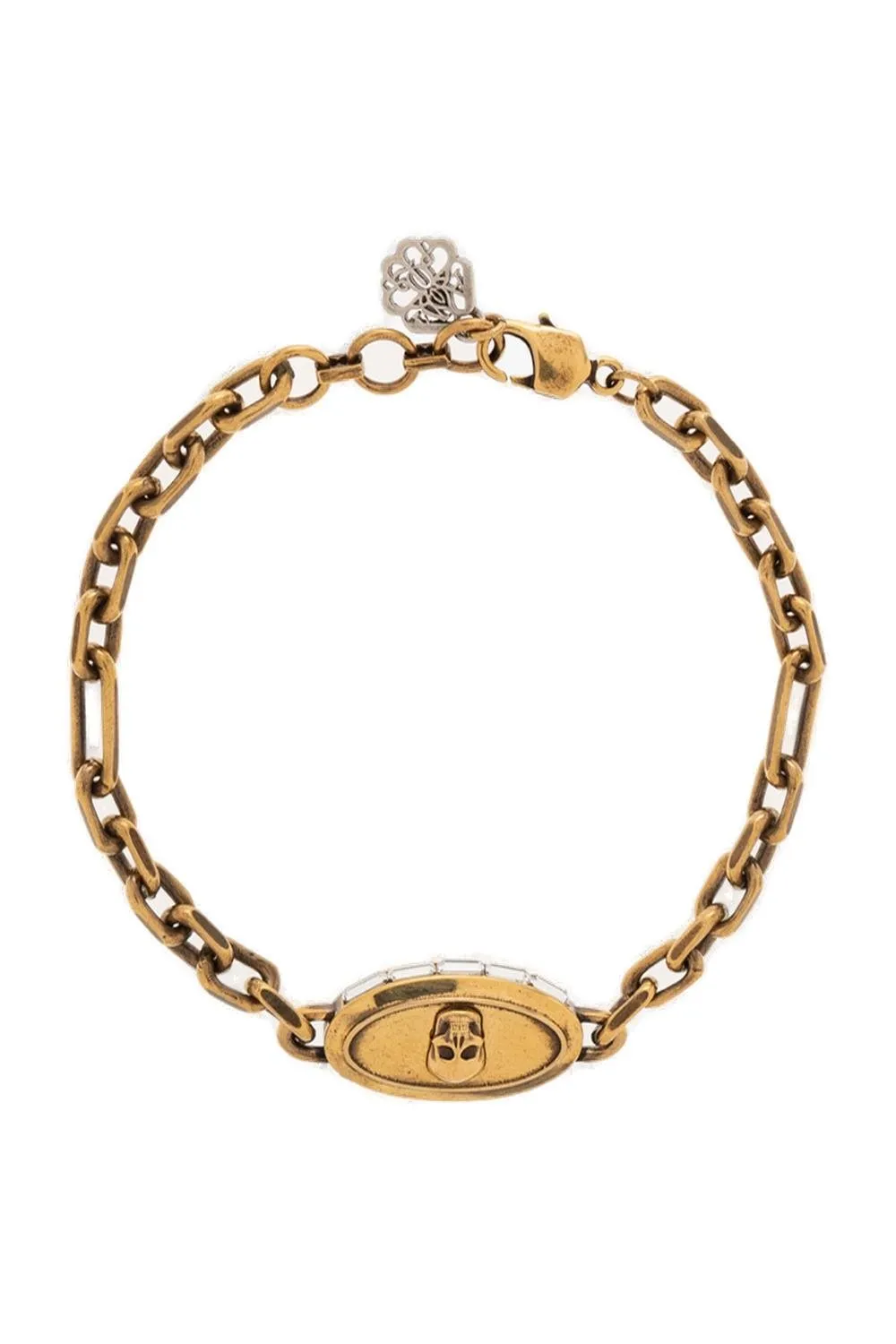 Skull Charm Cuban-Link Chain Bracelet