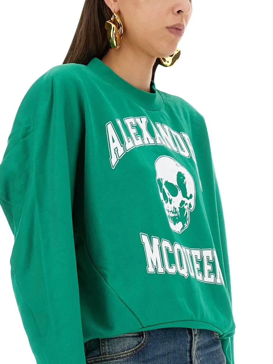 Varsity Skull Printed Crewneck Sweatshirt