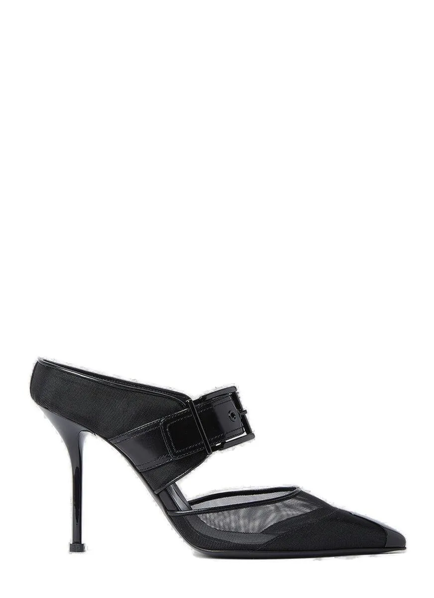 Punk Buckle Heeled Mules