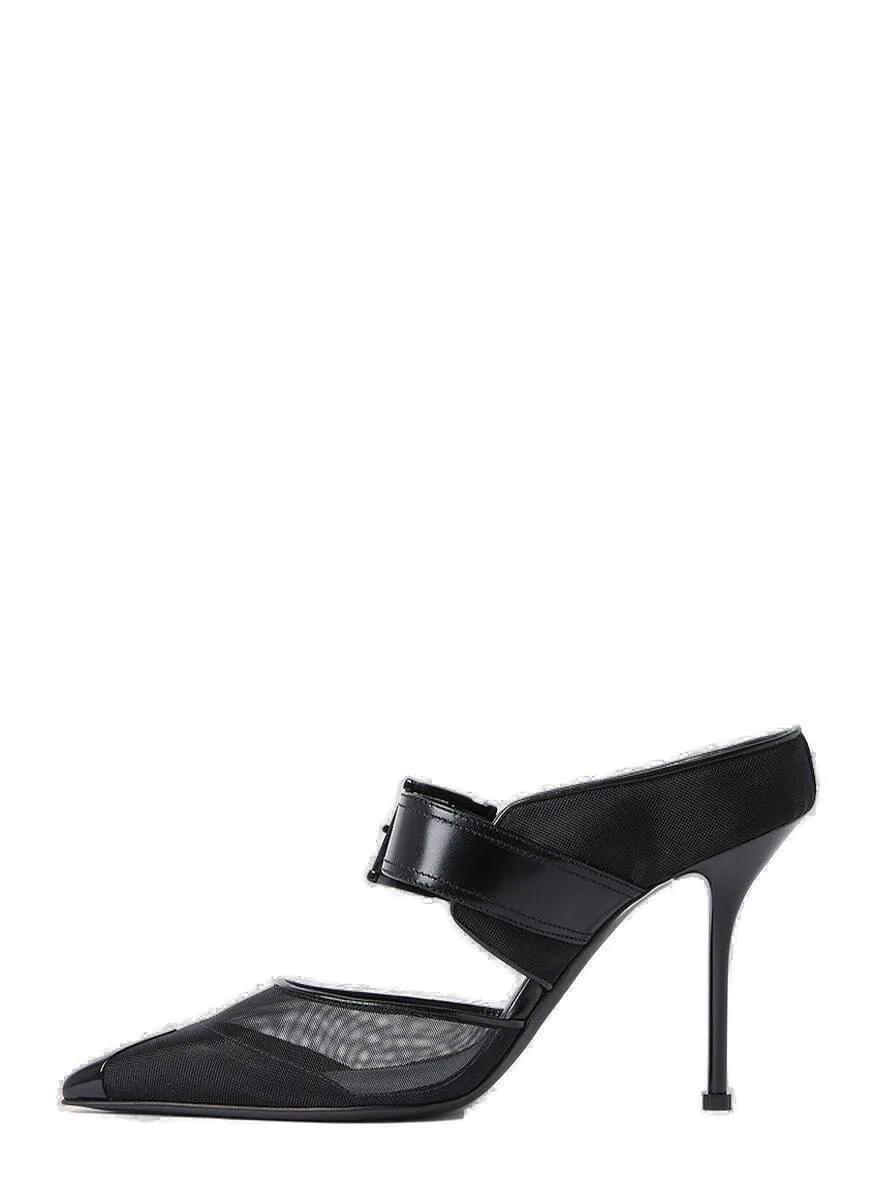 Punk Buckle Heeled Mules