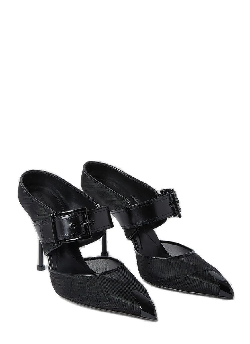 Punk Buckle Heeled Mules