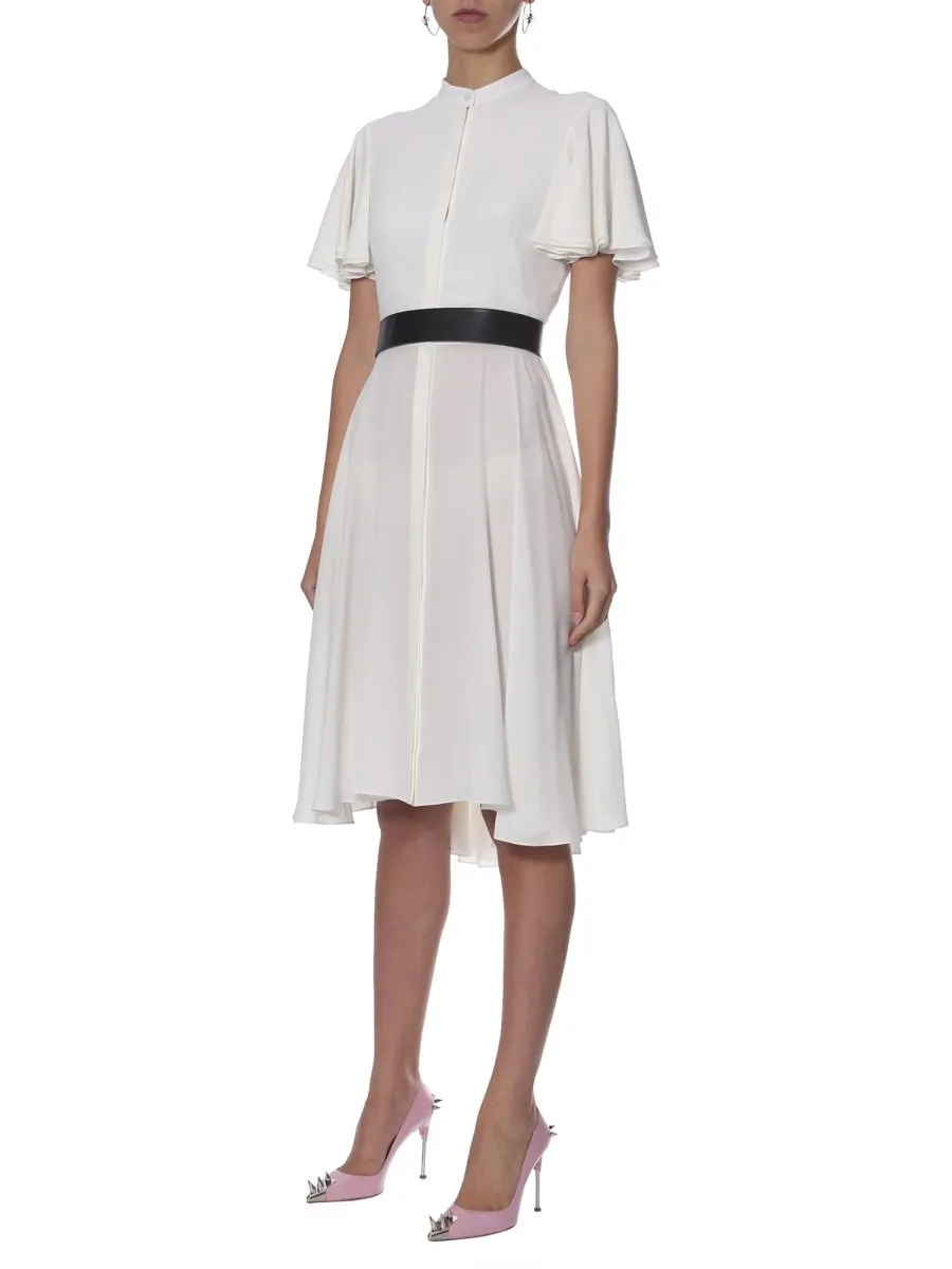 Short-Sleeved Ruffled Dress