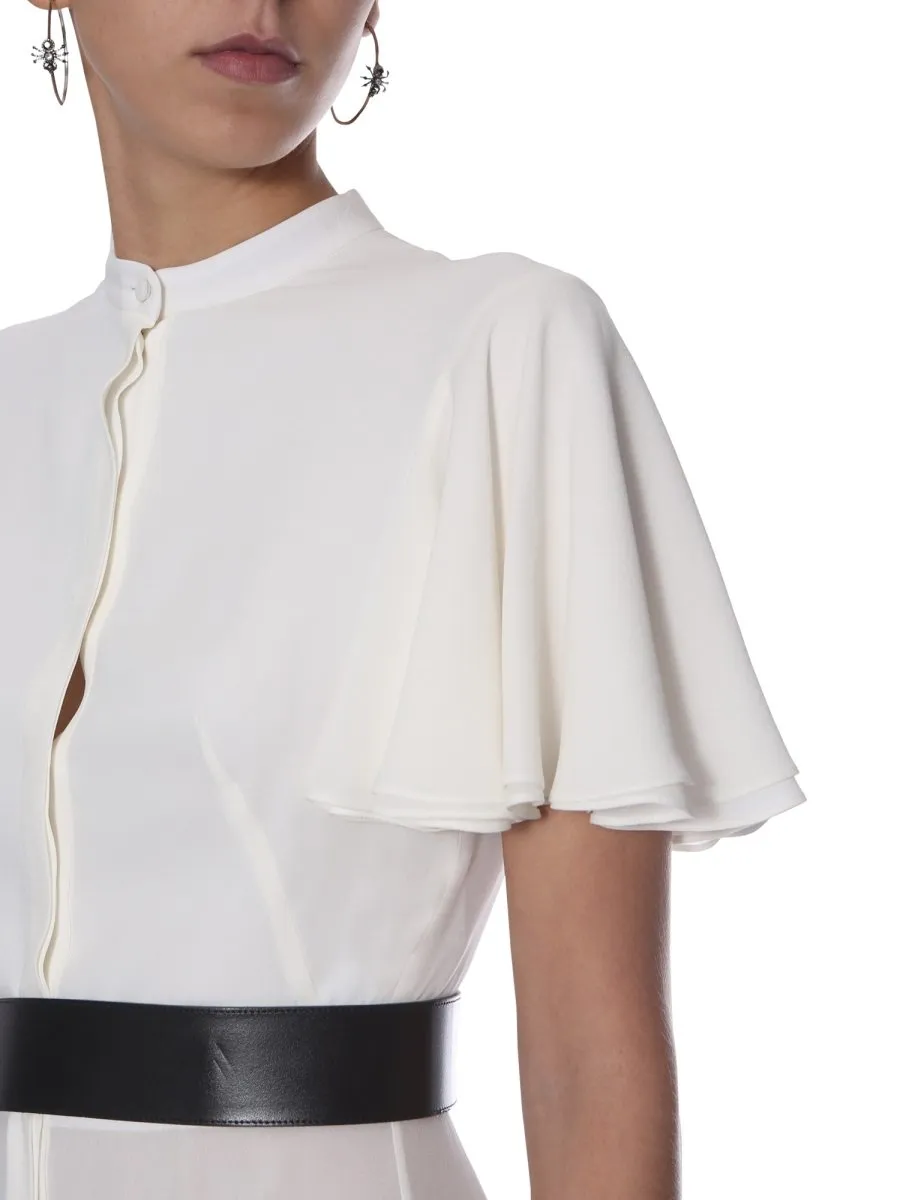Short-Sleeved Ruffled Dress