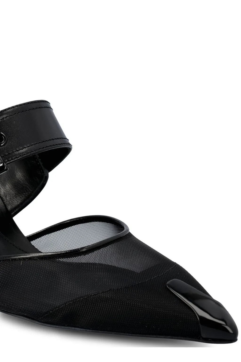 Punk Buckle Pointed-Toe Mules