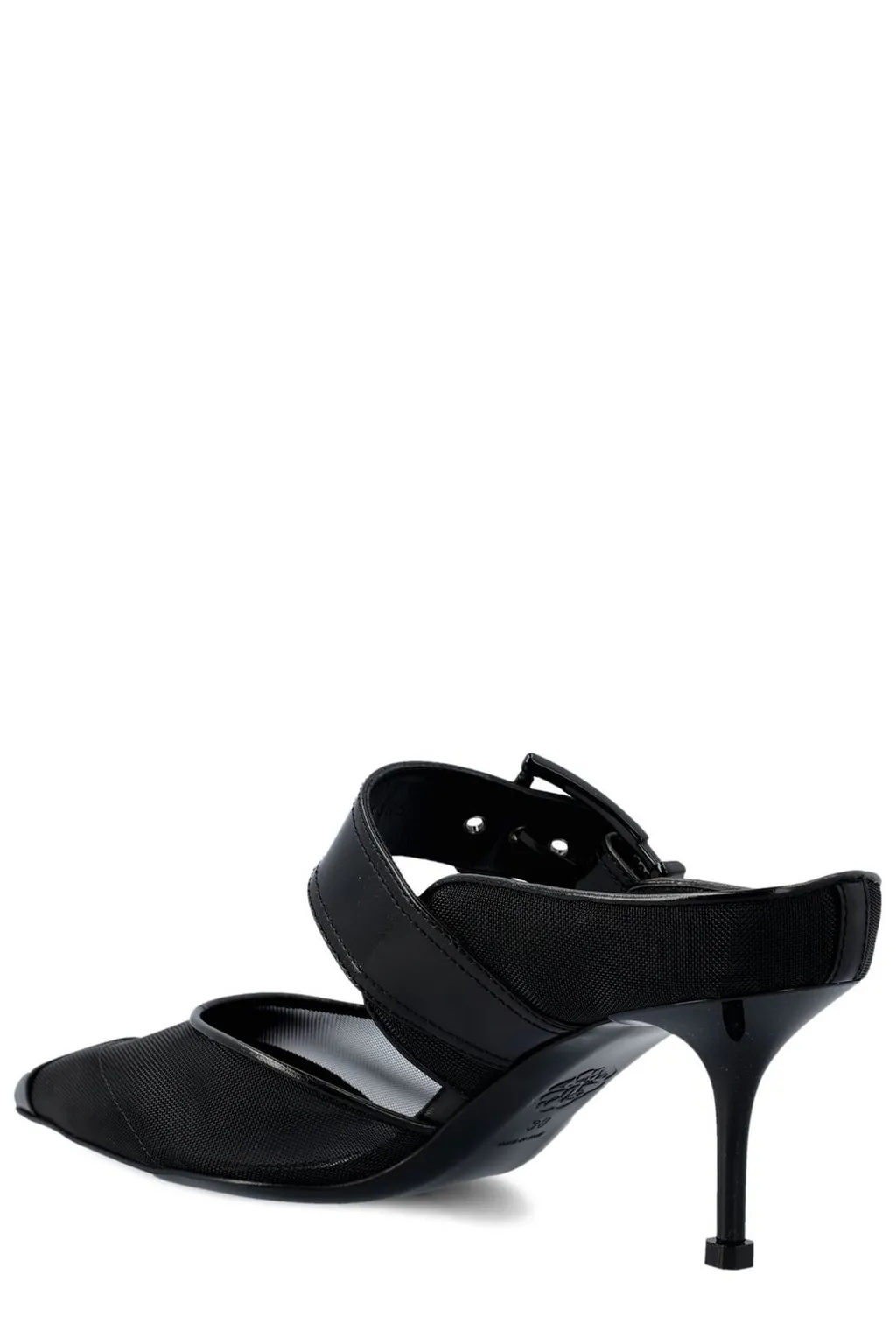 Punk Buckle Pointed-Toe Mules