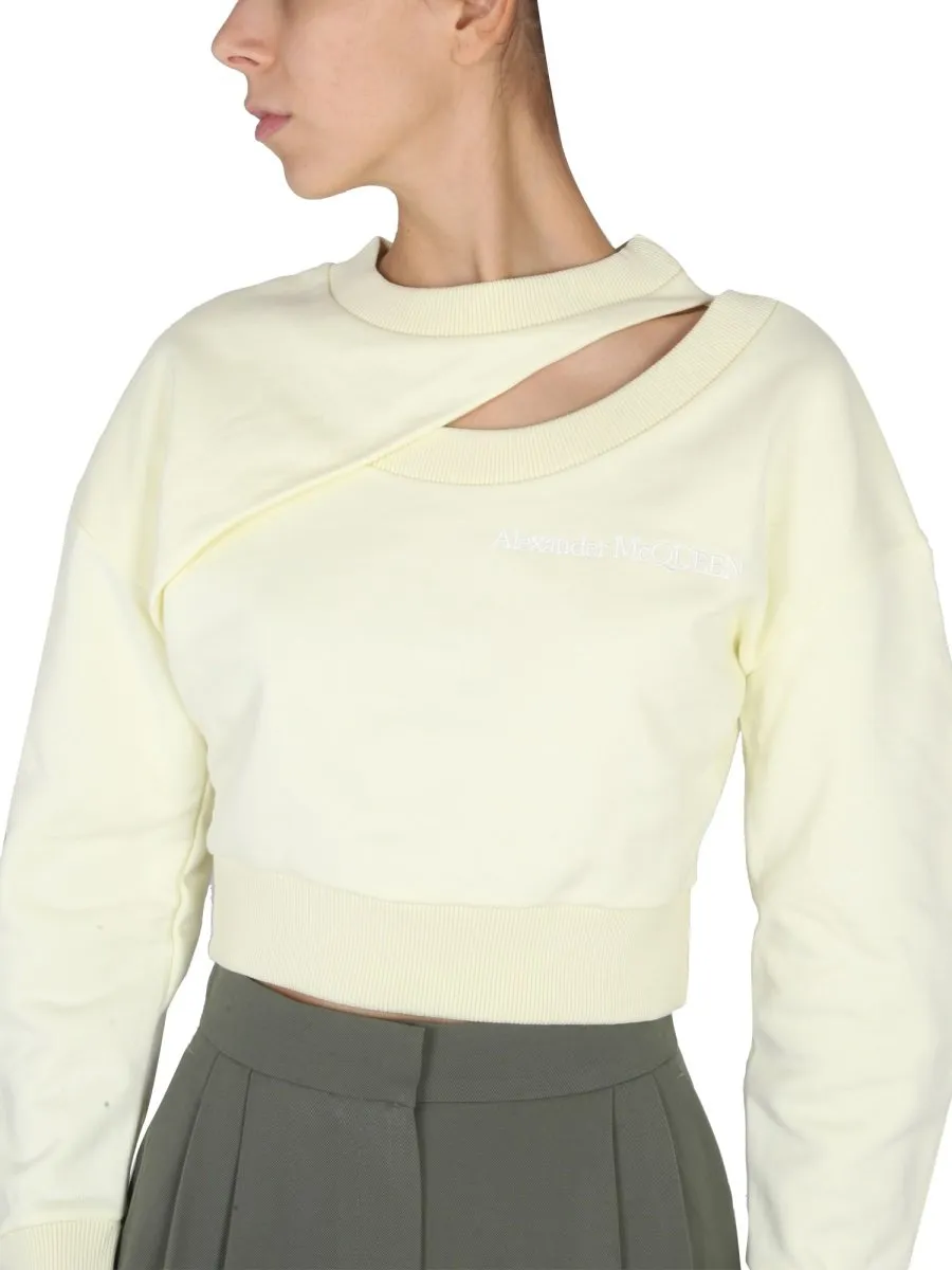 Logo Embroidered Cut-Out Sweatshirt