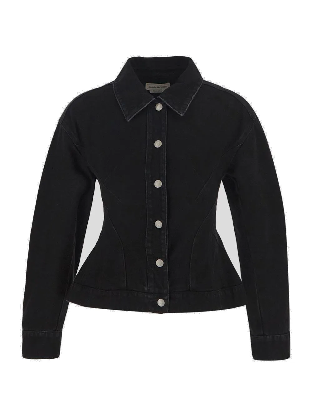 Button Up Peplum Denim Jacket
