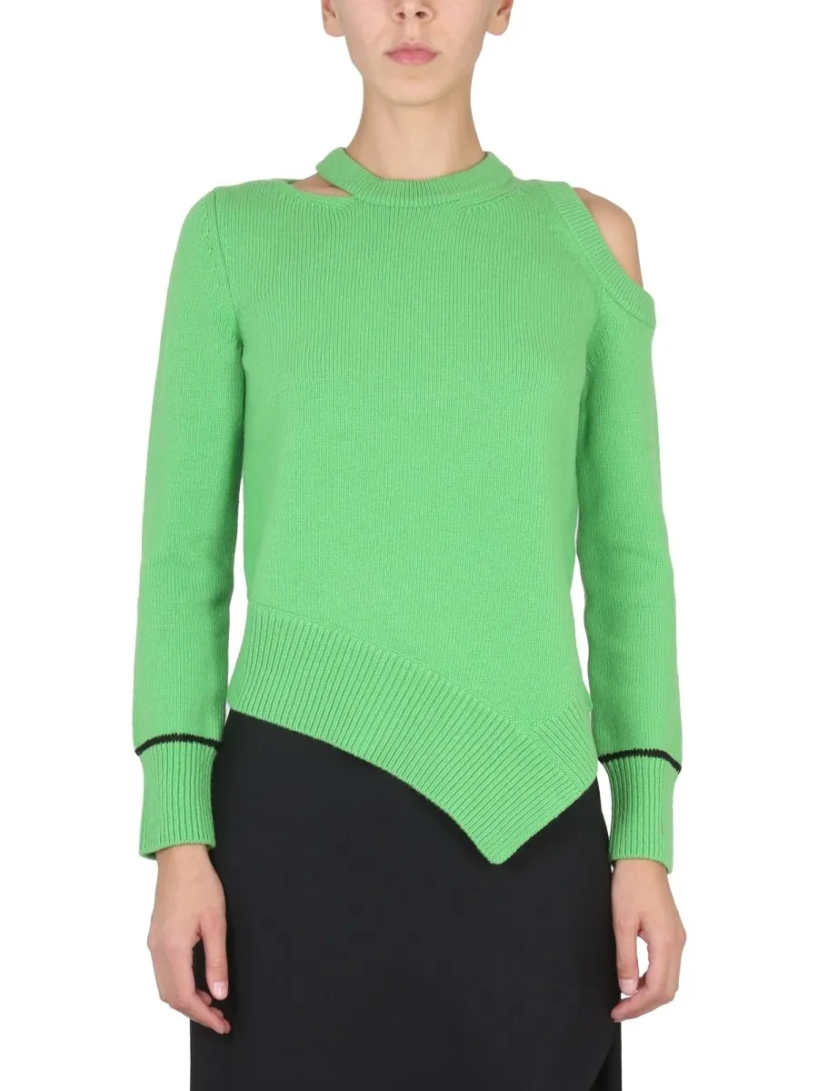 Asymmetric Hem Cut-Out Pullover