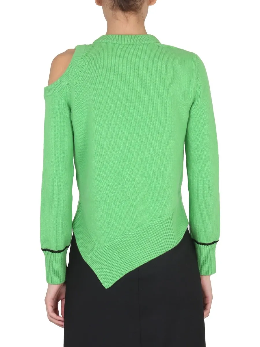 Asymmetric Hem Cut-Out Pullover