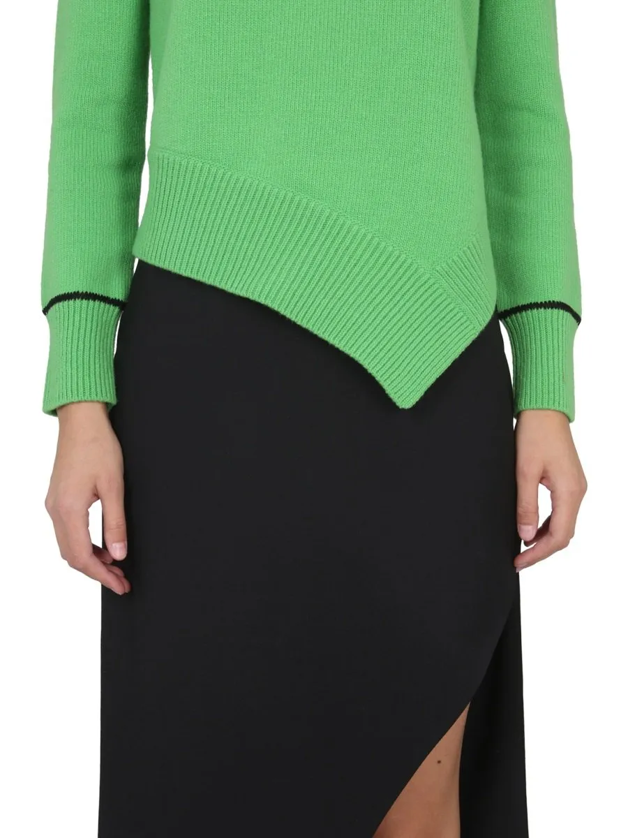 Asymmetric Hem Cut-Out Pullover