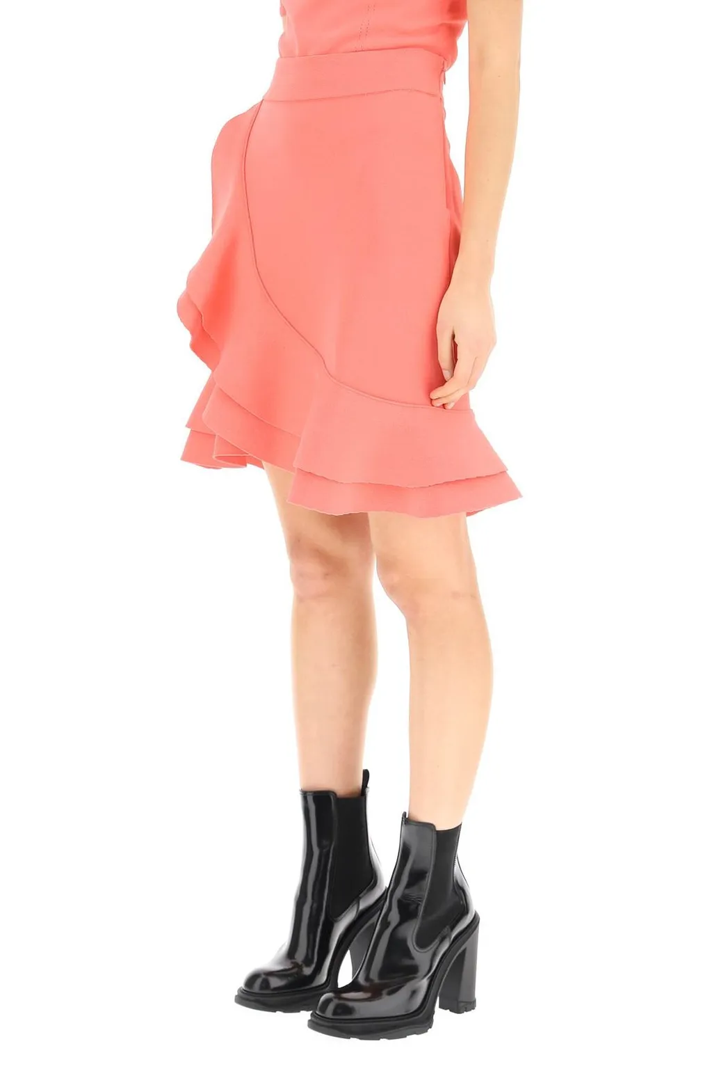 Ruffled Asymmetric Mini Skirt