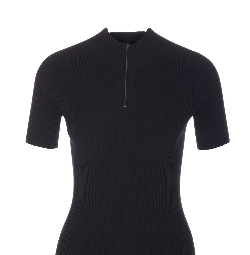 Ribbed Short-Sleeved Dress