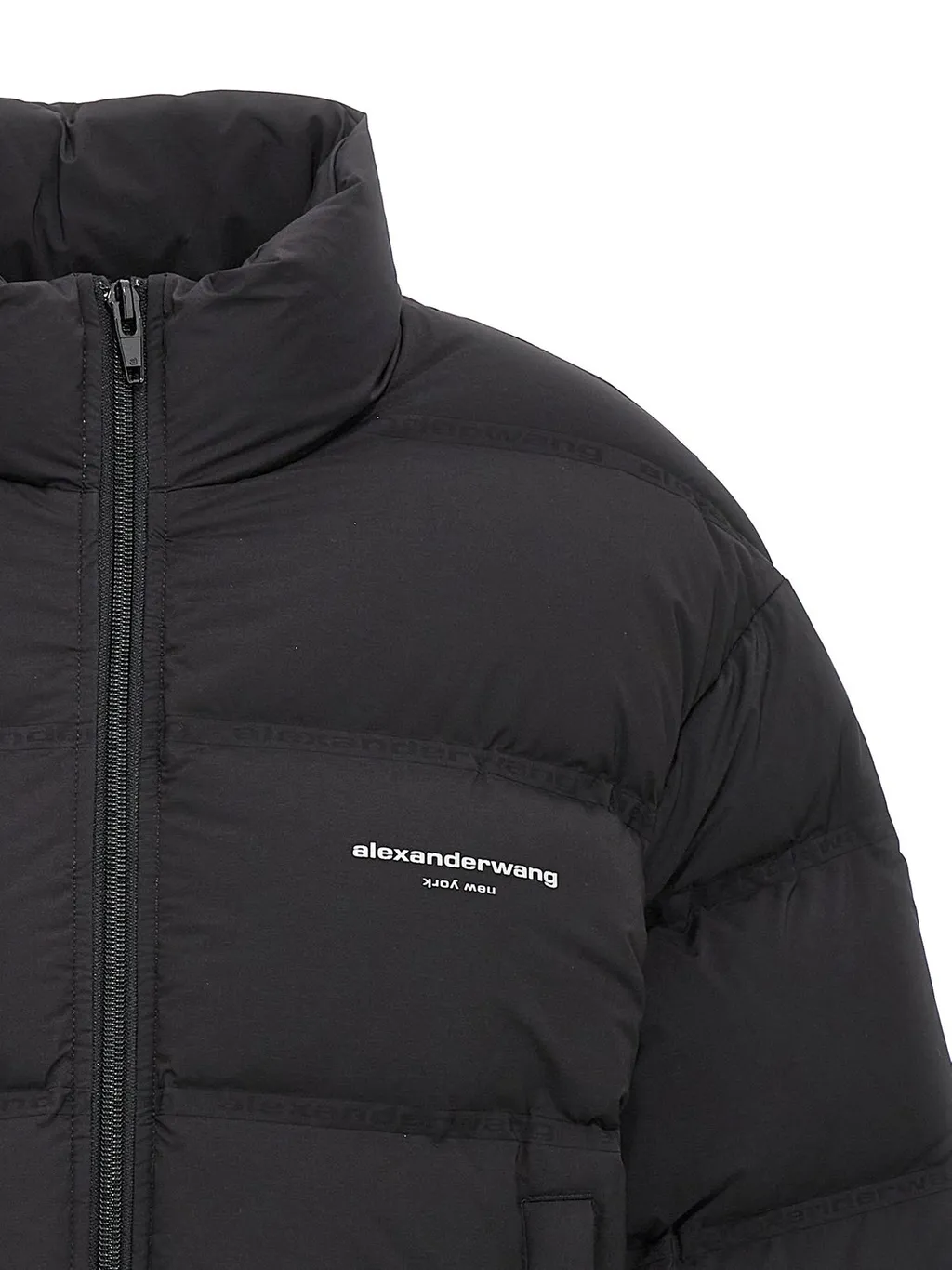 Logo Printed Zip-Up Puffer Jacket