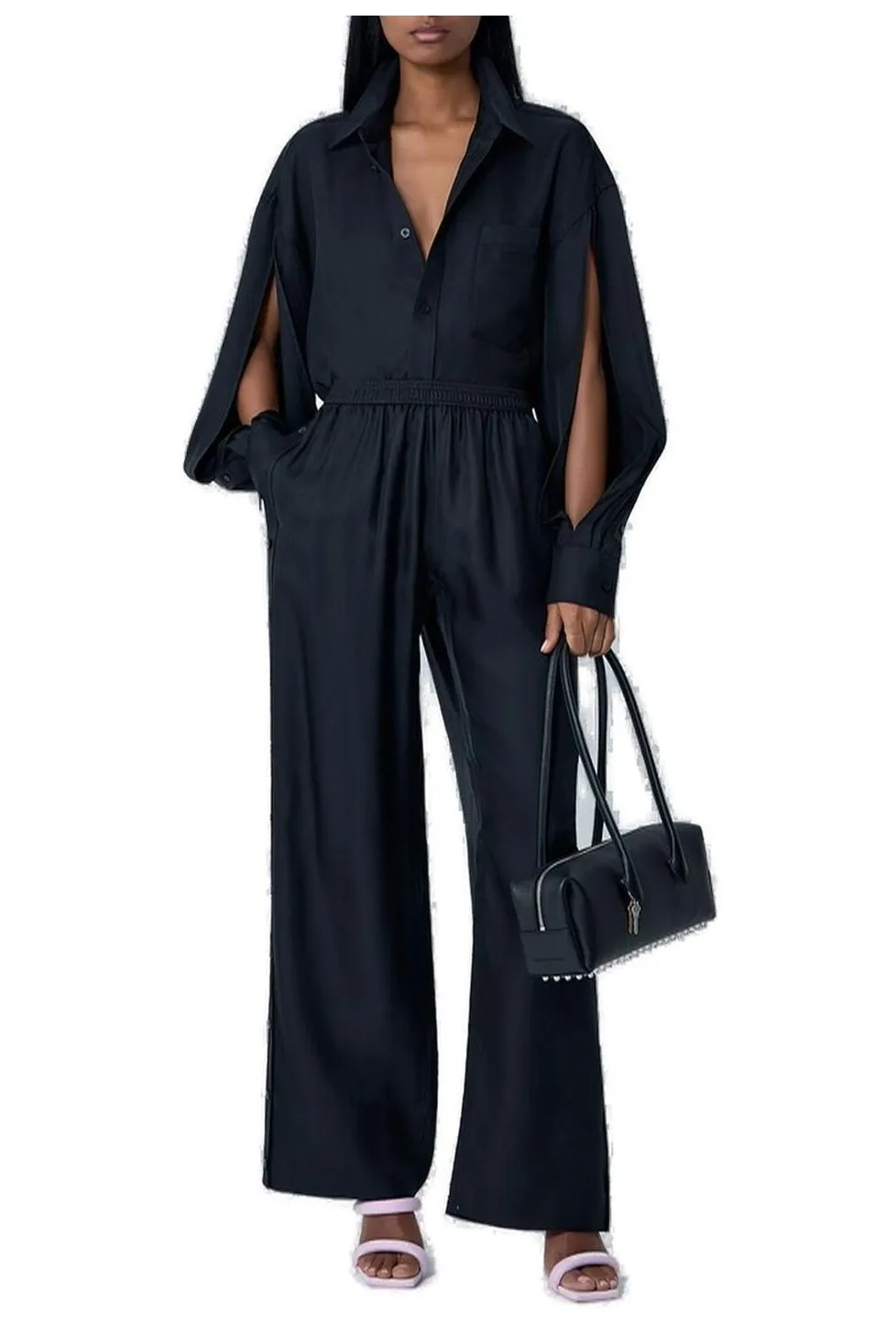 Side Placket Wide Leg Pants