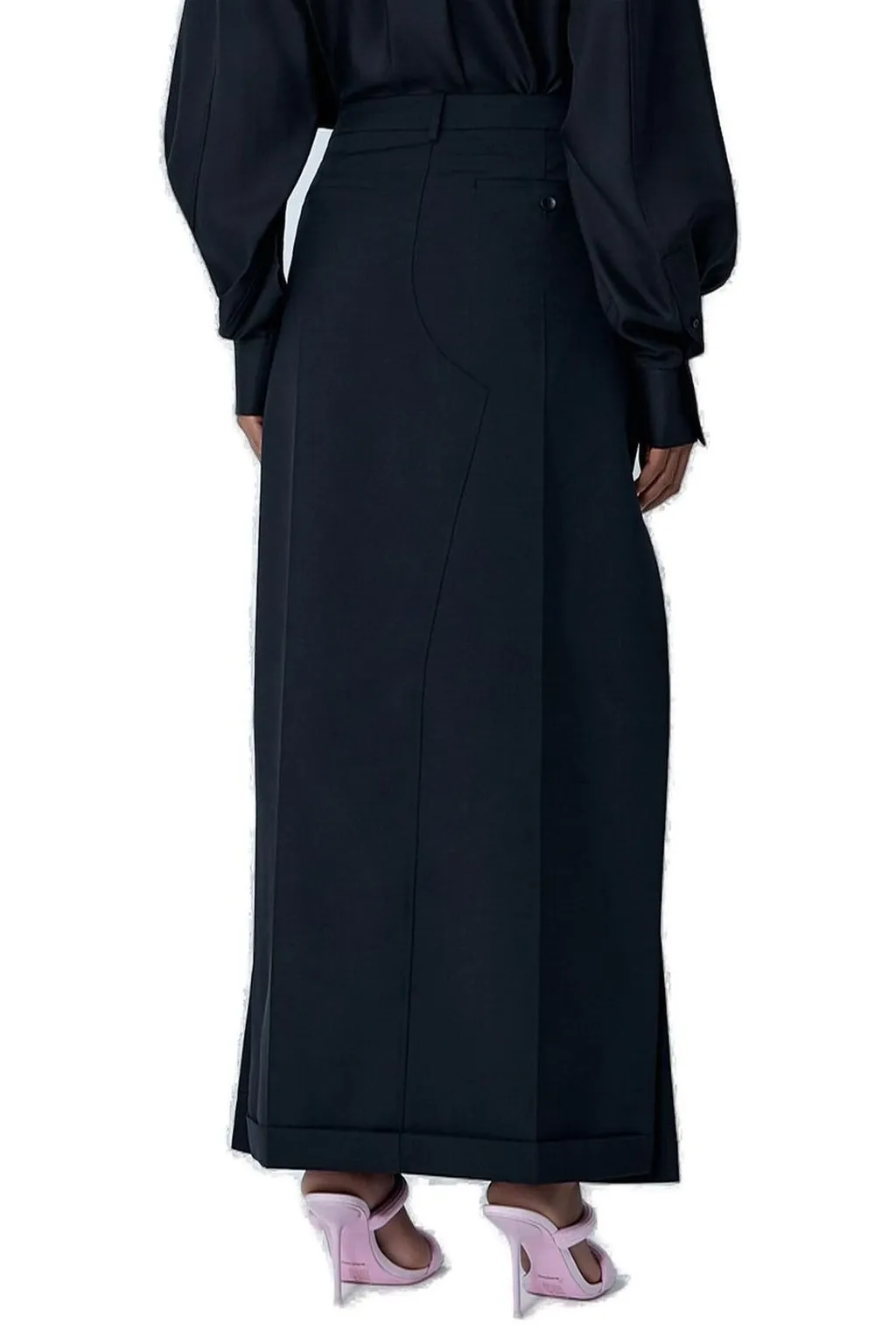 Mid Rise Tailored Maxi Skirt